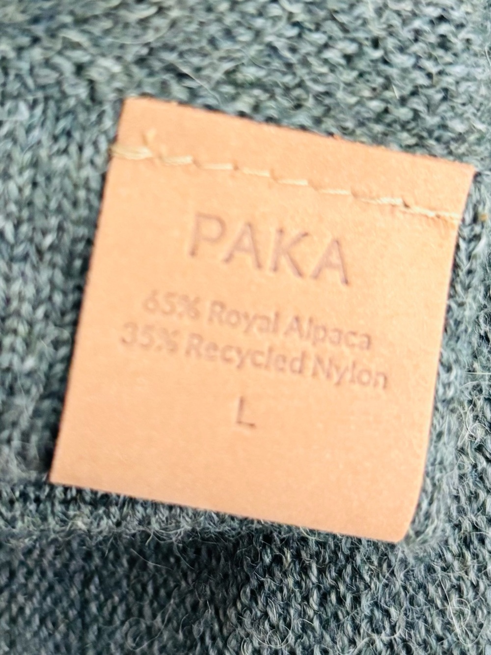 Paka Royal Alpaca blend artisan made signature hoodie in eucalyptus green. L - Picture 6 of 6